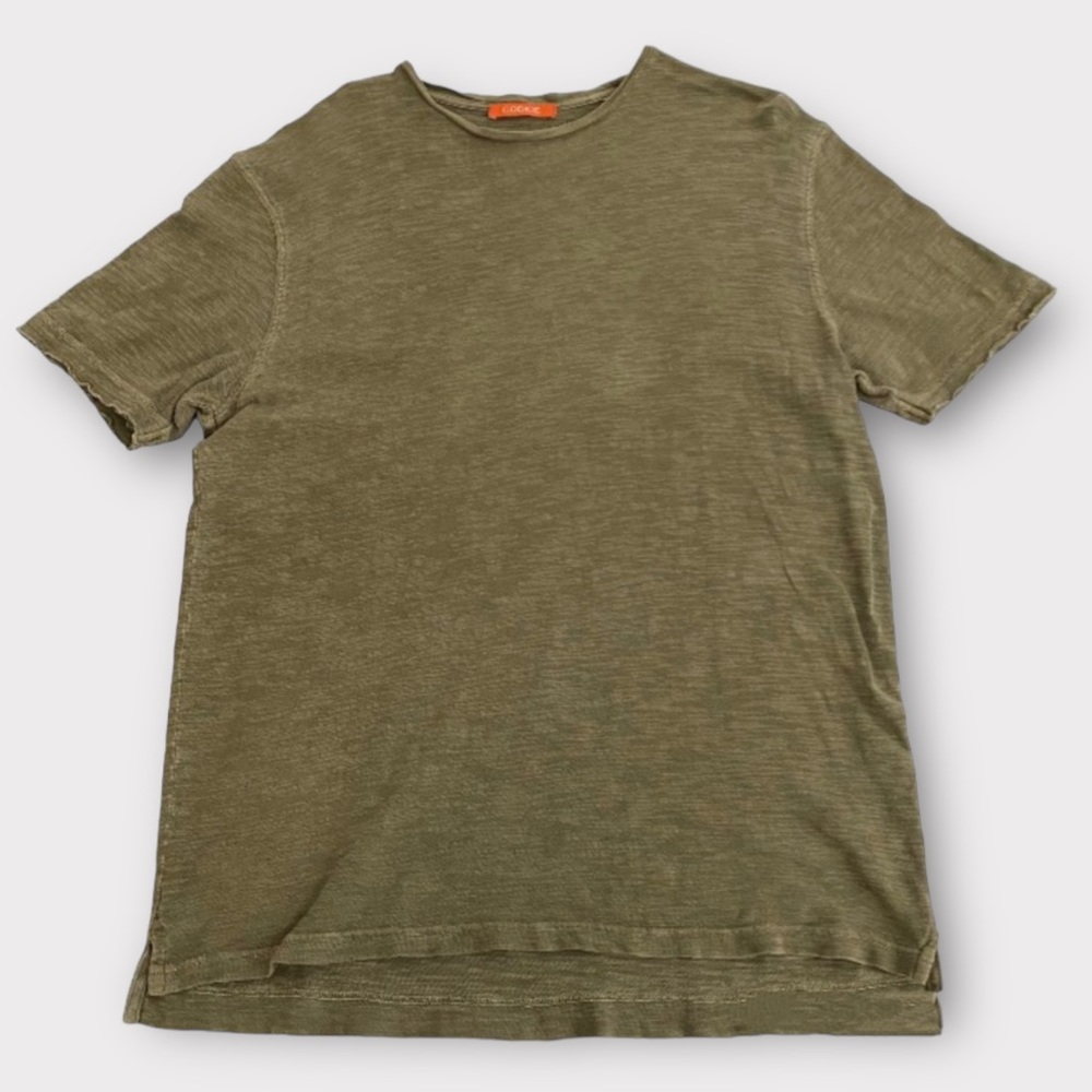 Codice Men’s T-Shirt Tee 100% Cotton Distressed Sleeve Hem Crew Neck Olive